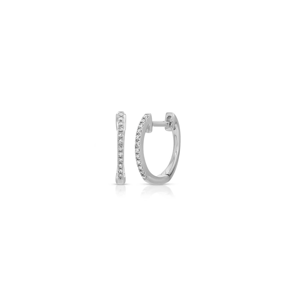 14kt white gold diamond mini Huggies from EF collection.  Brand new.